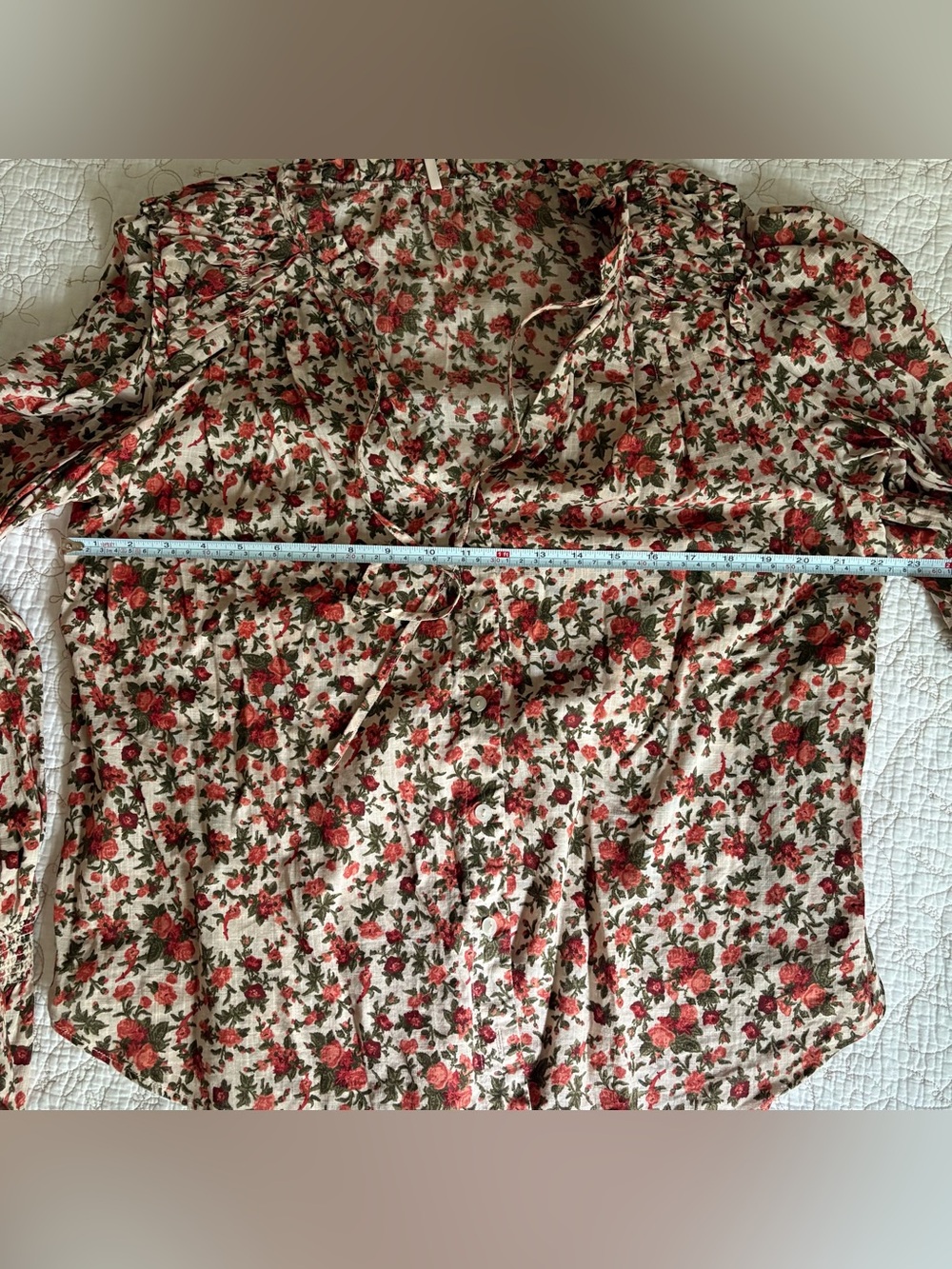 Free People Floral Puff-Sleeve Blouse medium - Picture 8 of 11